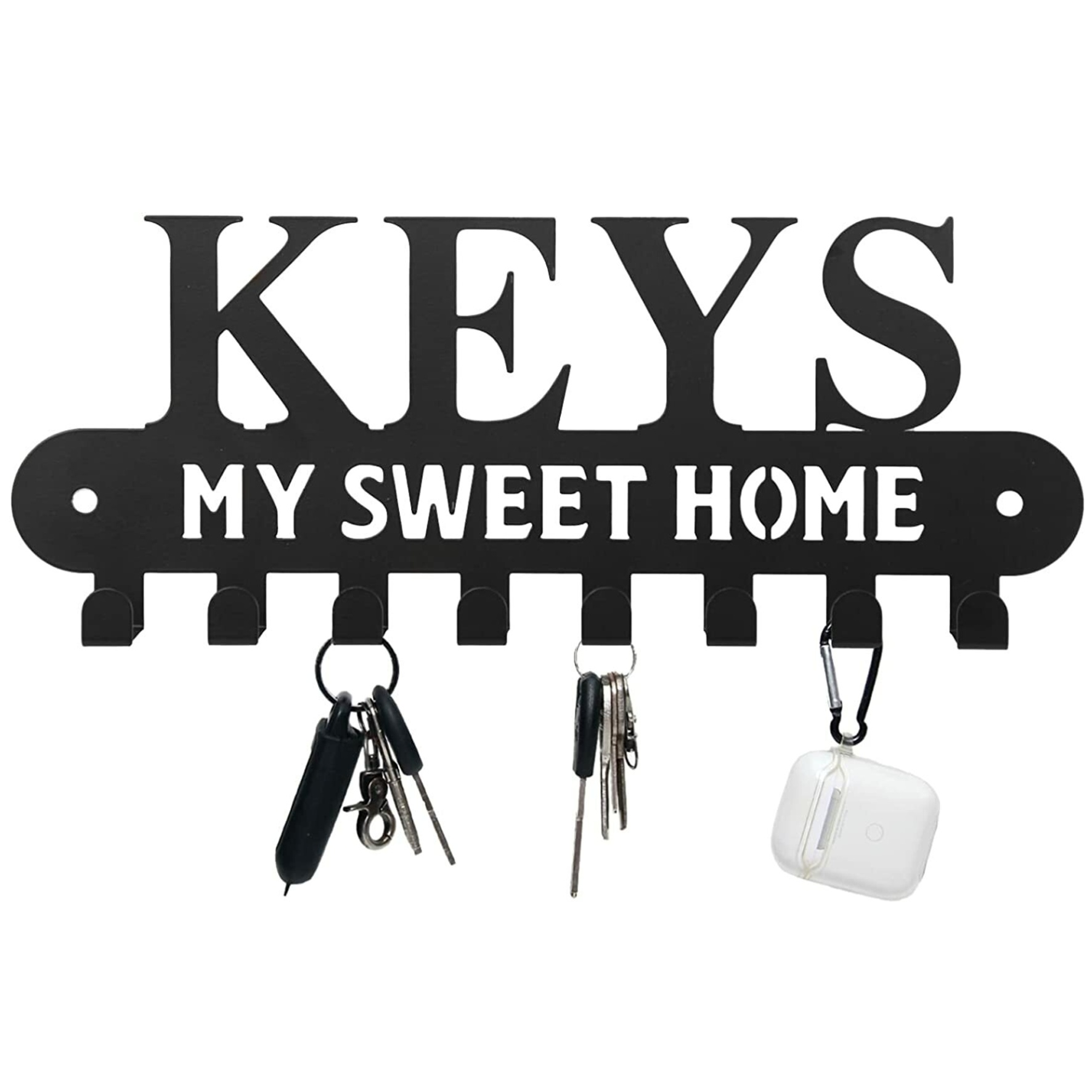 Sweet Home' Key Holder With Wall-Mounted Coat Rack-Metal ,Entryway Storage Rack - Image 6