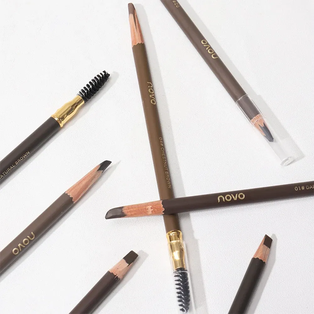 Color: light yellow - Waterproof Eyebrow Pen with Brush 7 Colors Natural Lasting Non-caking Eyebrow Pencil Outlining Wild Brow Korean Makeup Cosmetics - Image 7