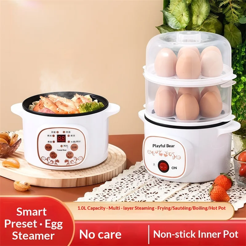 Smart Multifunc Egg Boiler Electric Egg Steamer Cooking Breakfast Machine Double Layers Egg Cooker Mini Steamer Poacher Kitchen - Image 2