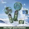 2PCS Mini Handheld Fan 6 Speed USB Rechargeable Portable Foldable Desk Neck Hanging Fan with Phone Stand