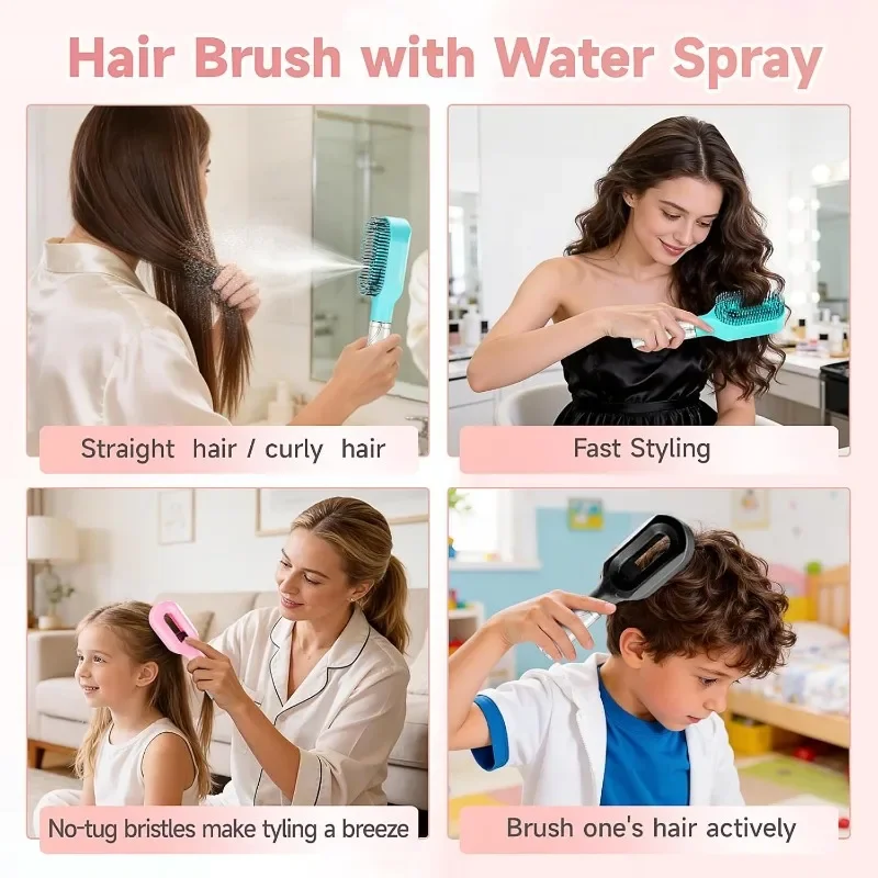 Hairbrush Sprayer Brush 2 in 1 Multi-functional Spray Bottle Comb with Water Spray Detangling Styling Salon Fluffy Modeling Comb - Image 5