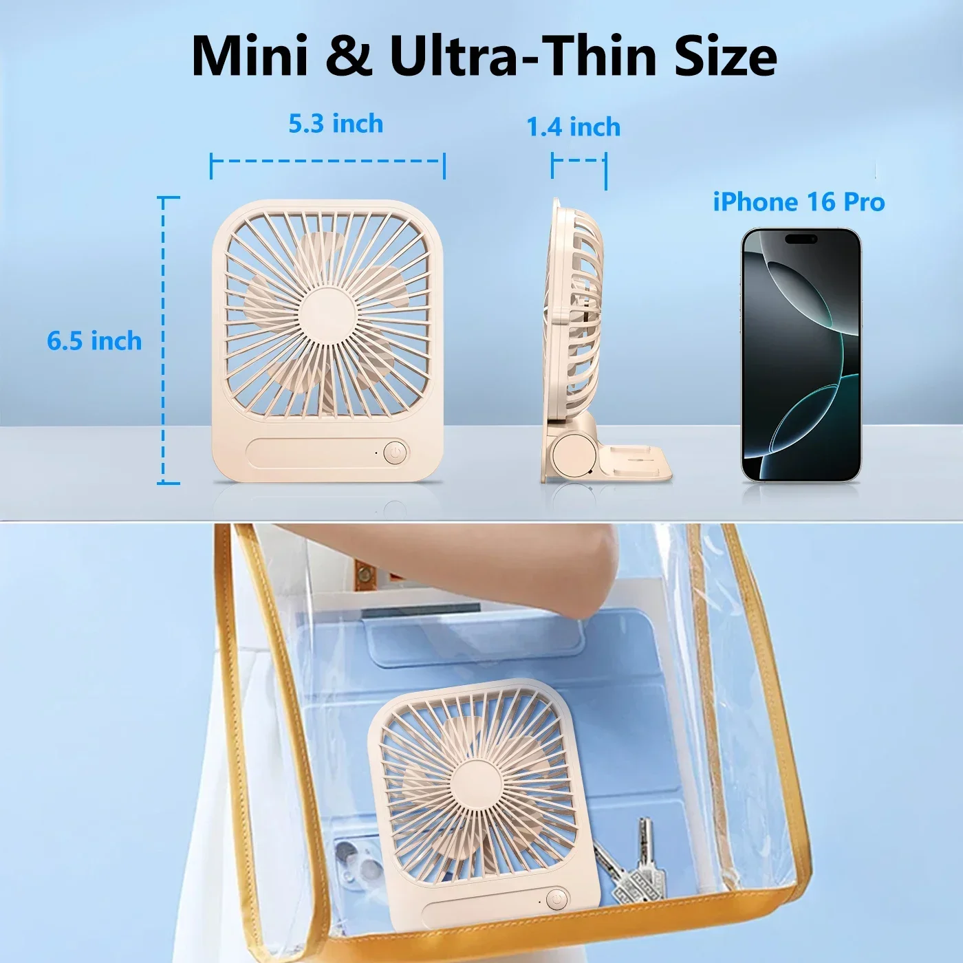 Eary Magnetic Fan Desk 180° Adjustable 4 Speeds Wind 1200mAh Rechargeable Air Cooling Fan Ultra-thin Usb Fan for Kitchen Gym - Image 3