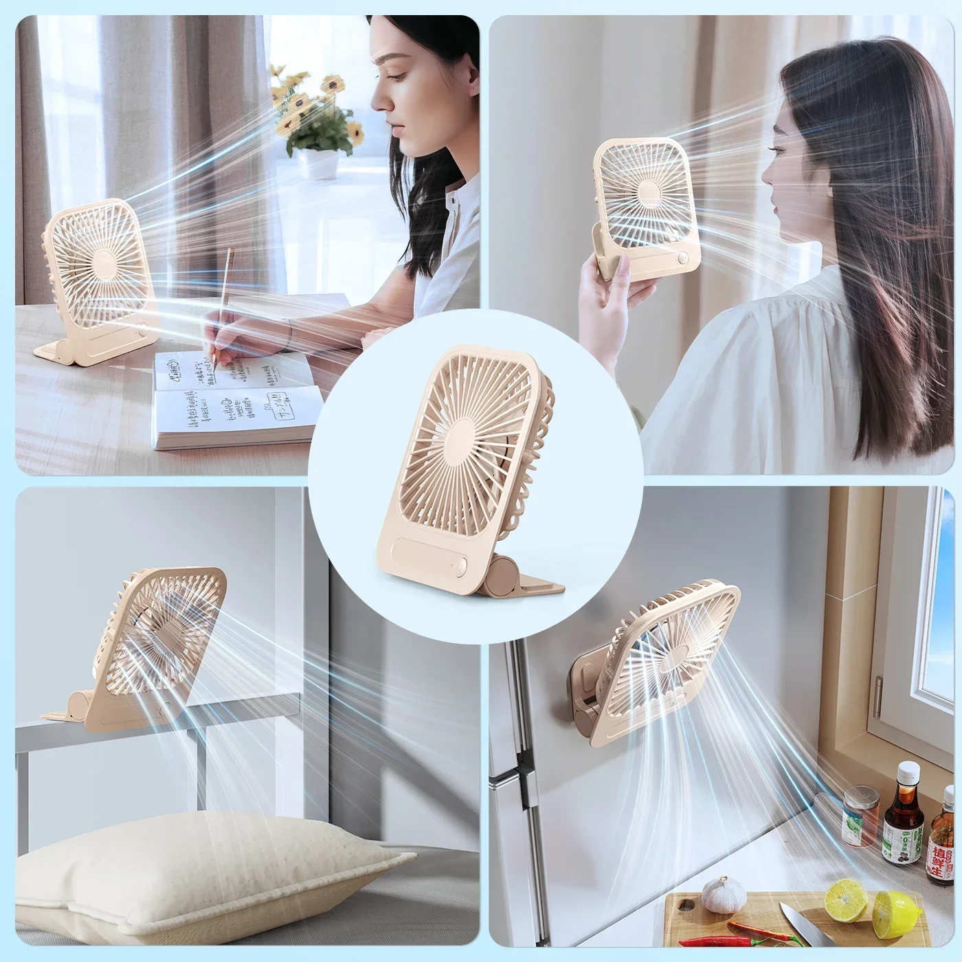 Eary Magnetic Fan Desk 180° Adjustable 4 Speeds Wind 1200mAh Rechargeable Air Cooling Fan Ultra-thin Usb Fan for Kitchen Gym - Image 6