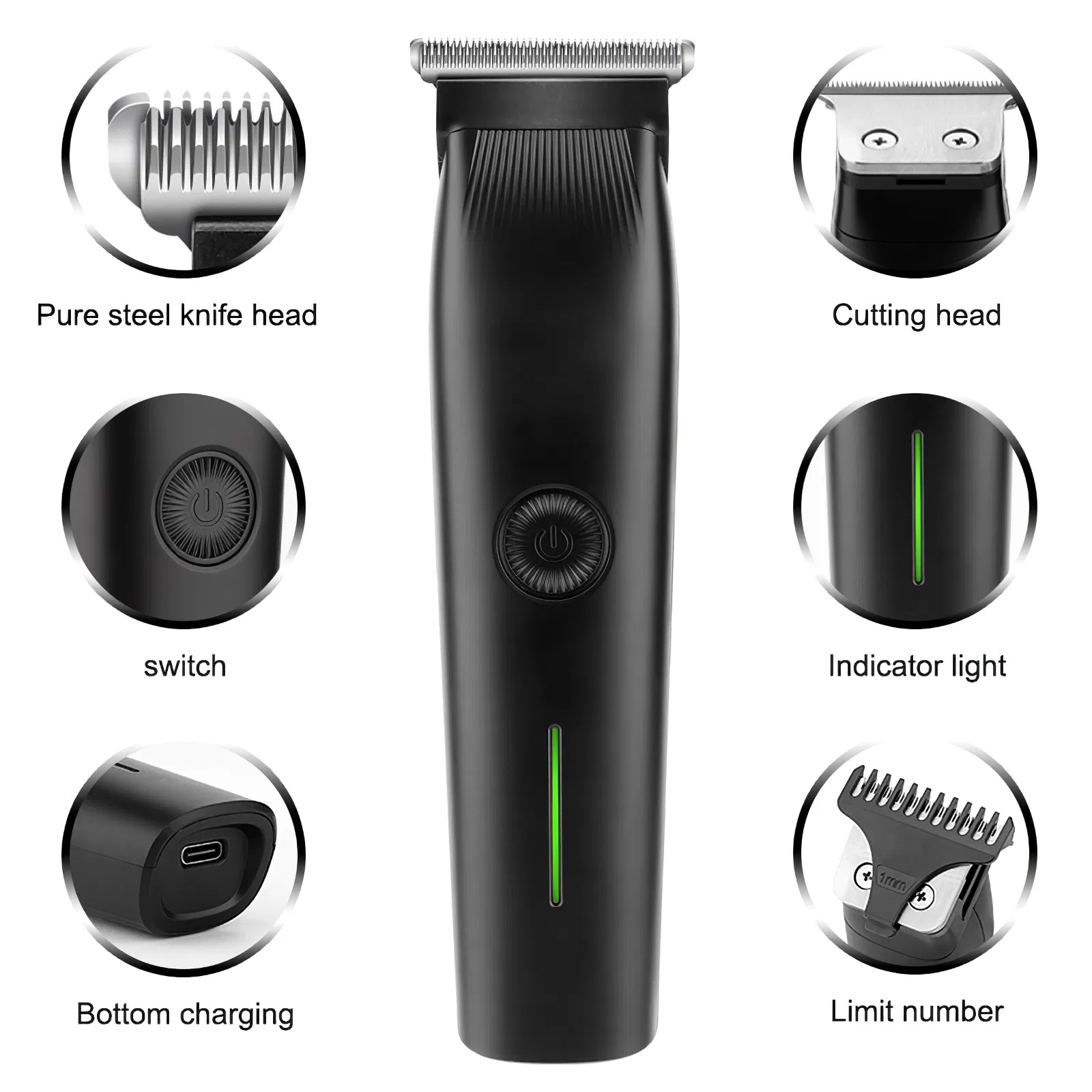 Beard Trimmer, 3 In 1 Hair Clippers And Mens Grooming Kit, Face, Nose, Ear Hair Trimmer - Black - Image 8