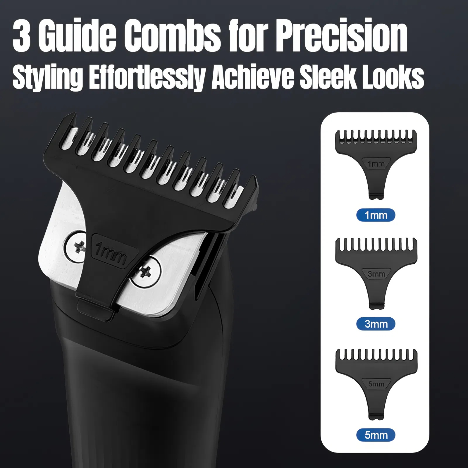 Beard Trimmer, 3 In 1 Hair Clippers And Mens Grooming Kit, Face, Nose, Ear Hair Trimmer - Black - Image 9