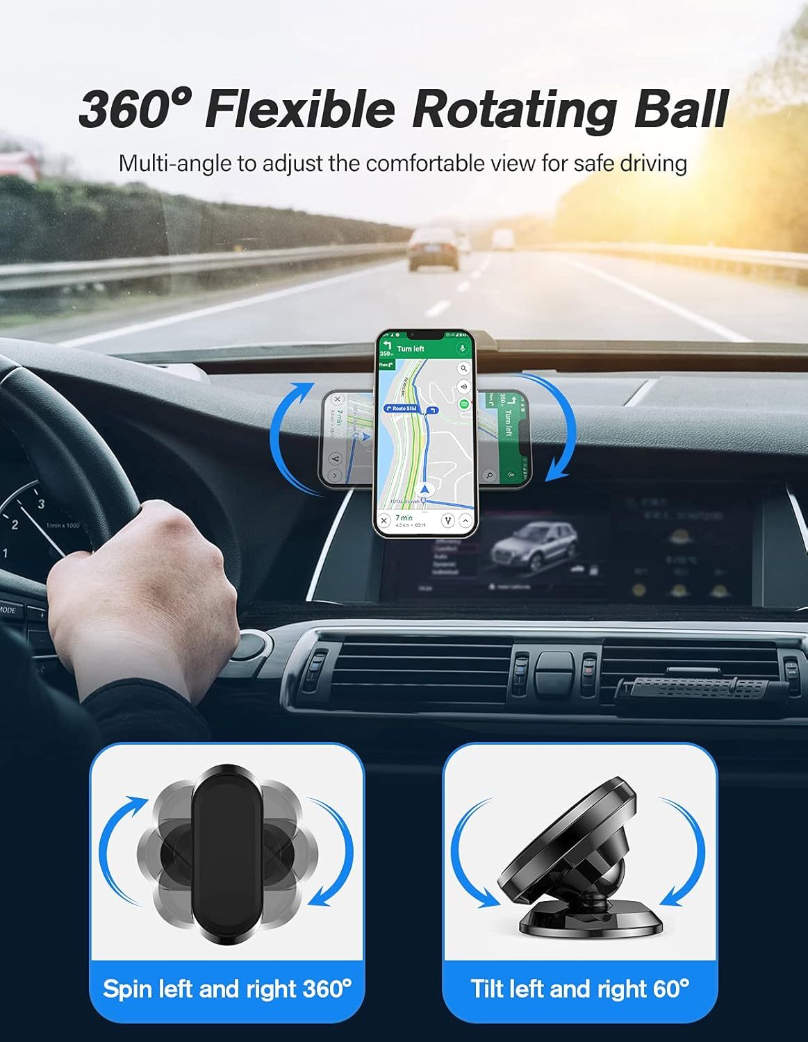 2 Pack Strong Magnetic Car Phone Holder Upgrade Powerful Magnet 360 Degree Rotation Universal Stable Car Cell Phone Mount Compatible With All Mobile Phones - Image 5