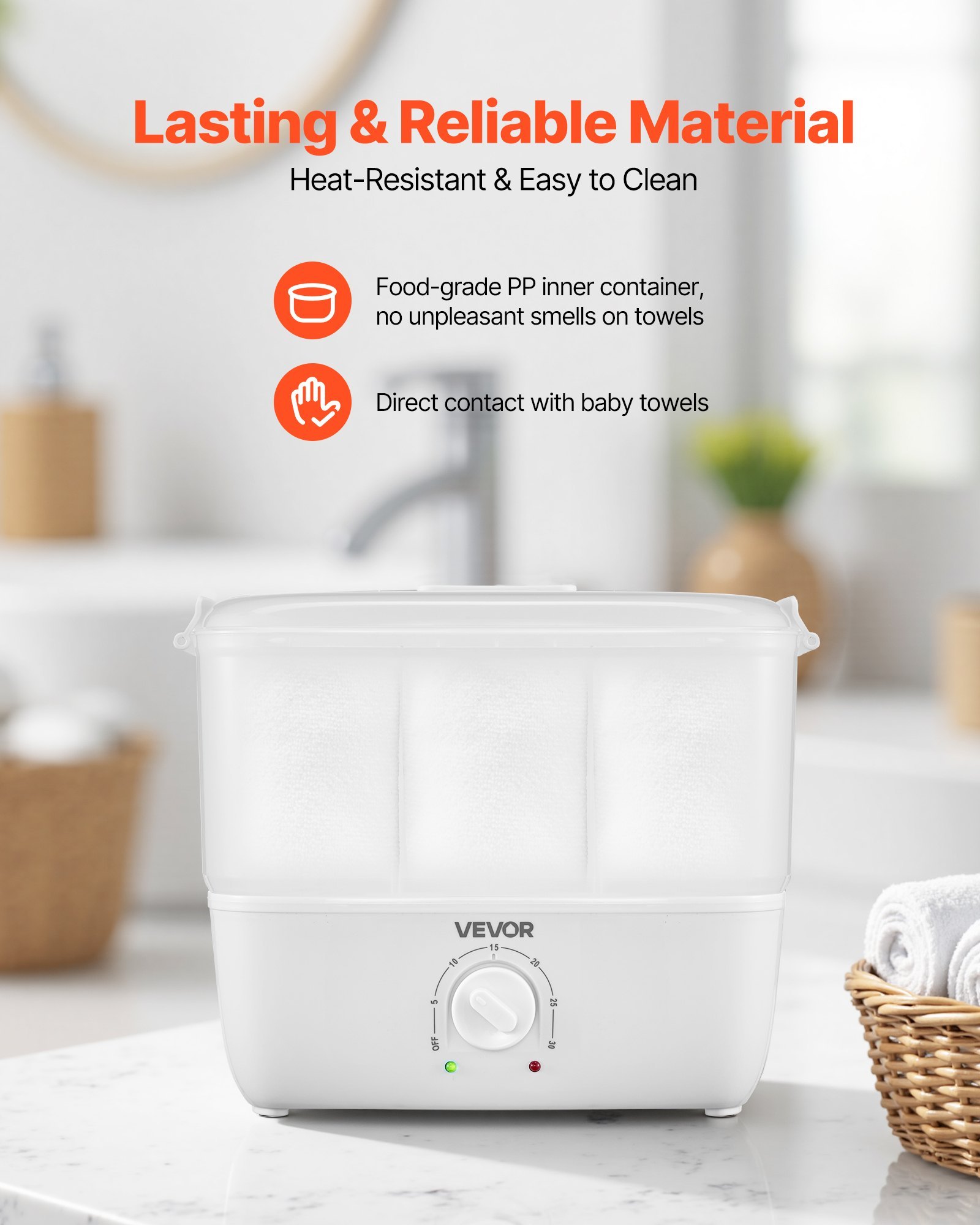 Hot Towel Warmer, 1.1 Gal Small Towel Steamer With Clip & Indicator, Holds 12-15 Towels, Portable Facial Warmer Quickly Heats Up In 5 Minutes, For Spa, Barber, Manicures, Massage, Salon, White - Image 5