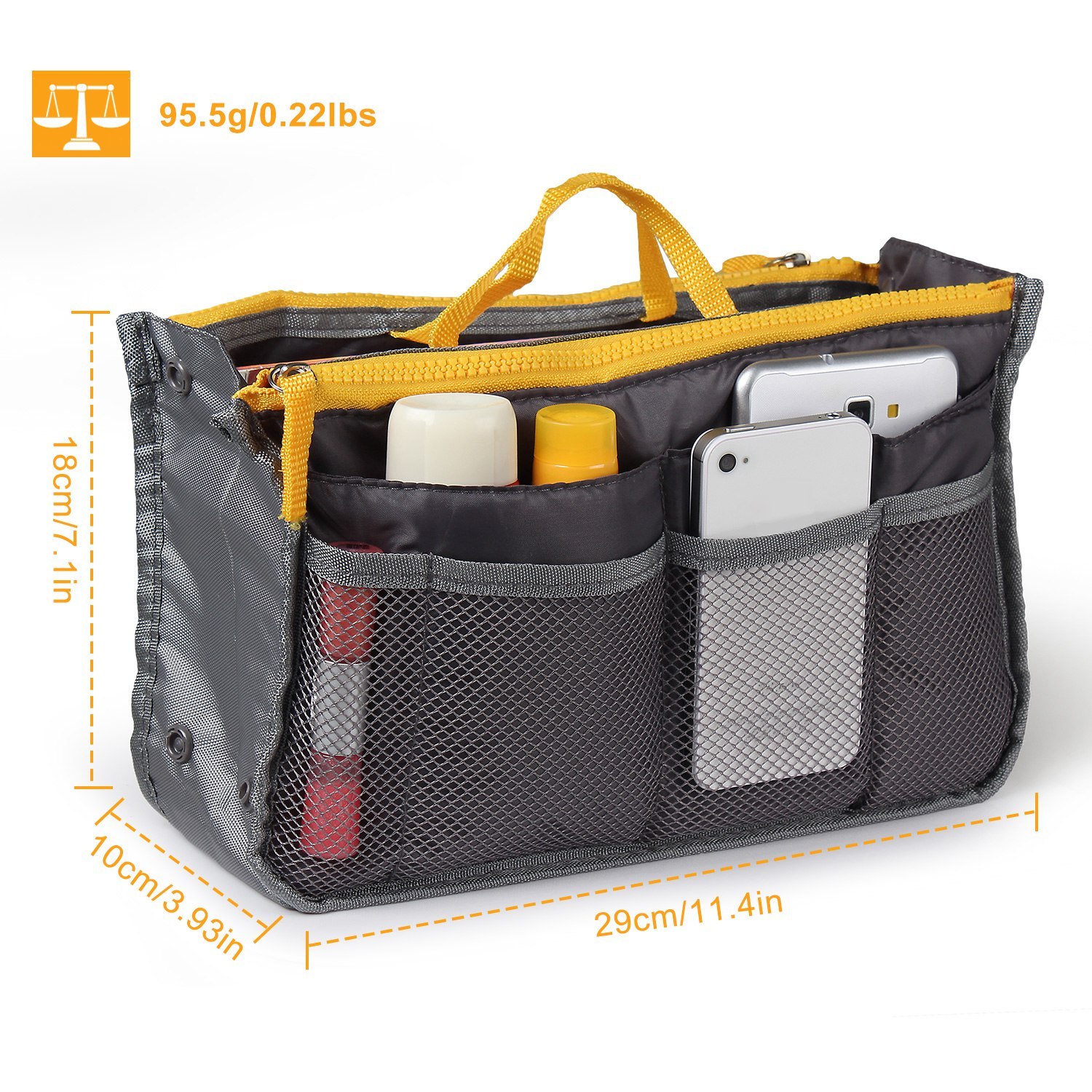 Women Lady Travel Insert Handbag Organizer Makeup Bags Toiletry Purse Liner With Hand Strap - Image 2
