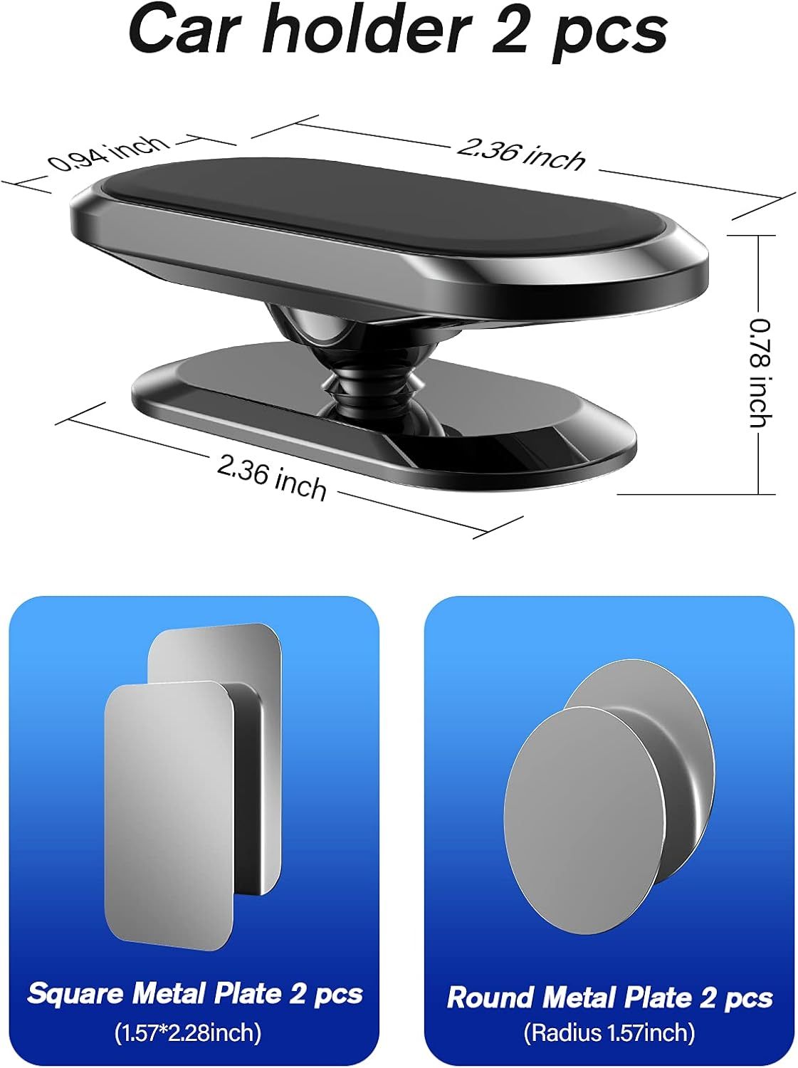 2 Pack Strong Magnetic Car Phone Holder Upgrade Powerful Magnet 360 Degree Rotation Universal Stable Car Cell Phone Mount Compatible With All Mobile Phones - Image 4