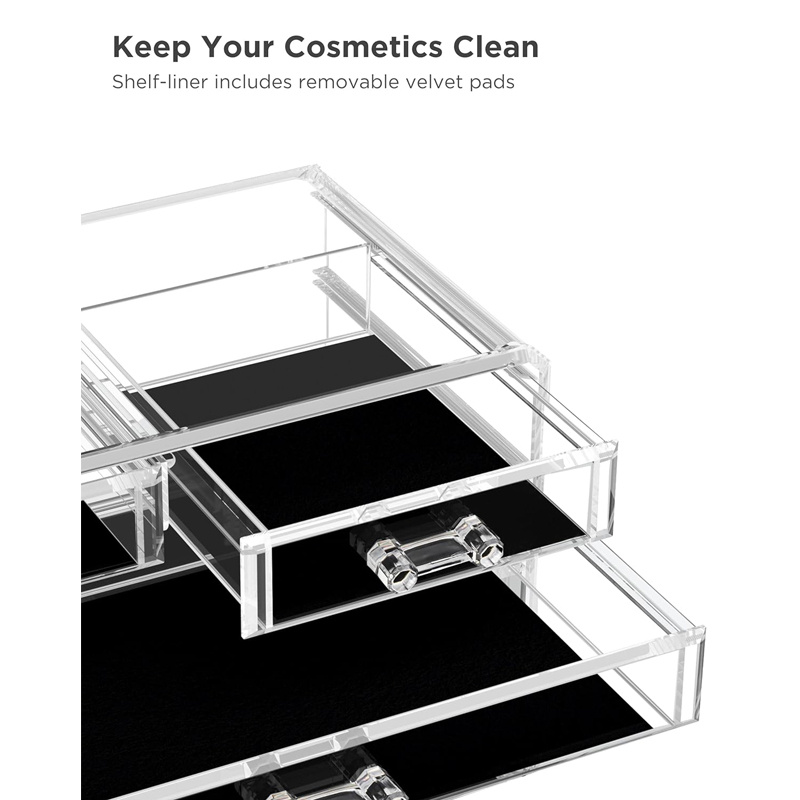 Clear Acrylic Clear Dustproof Makeup Storage, Organizer Drawers Large Skin Care Cosmetic Display Cases For Bathroom Stackable Storage Box With 4 Drawers For Vanity - Image 6