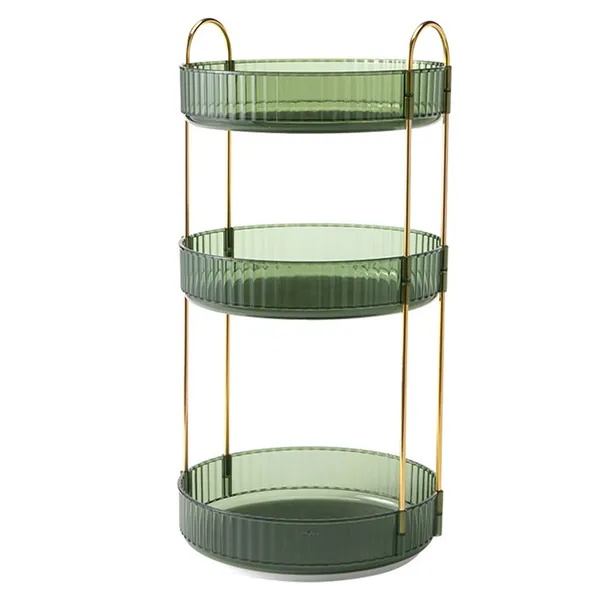 3 Tier Rotating Makeup Organizer 360° Spinning Perfume Cosmetic Storage Tray 55LBS Load Countertop Shelves For Lotion Lipstick - Image 4