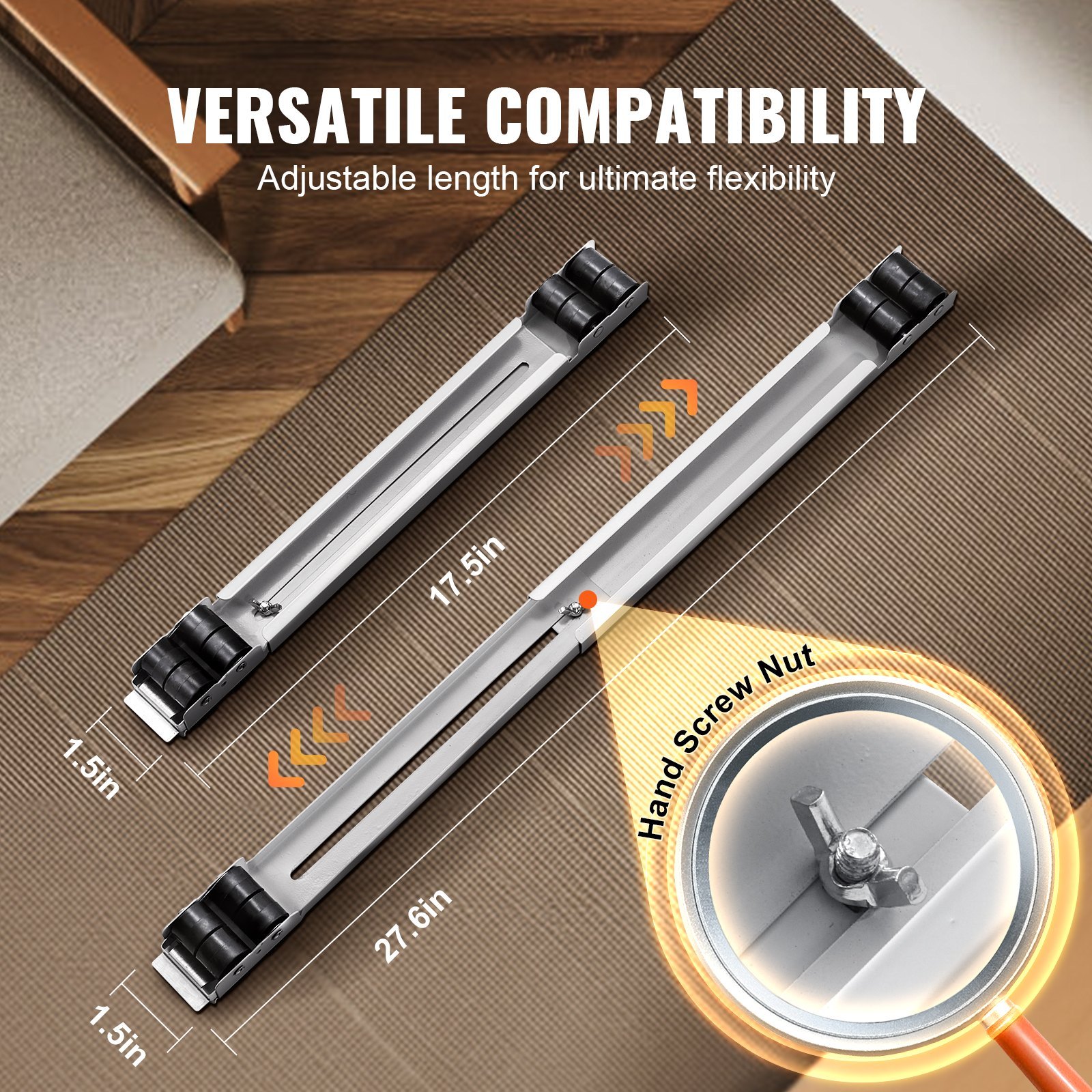 Heavy Duty Furniture Appliances Rollers, 660 Lbs Total Load, Extendable Appliance Rollers Mobile Washing Machine Base, Fridge Stand Dolly Movers For Refrigerators, Dryers, Dishwashers, White - Image 2