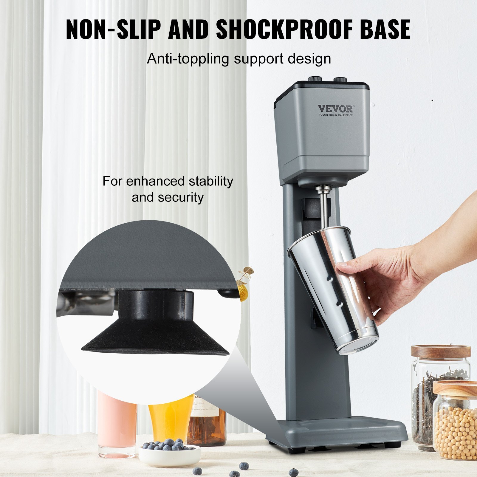 Milkshake Maker Machine, 375W Commercial Milk Shake Maker Mixer, Single Head Drink Mixer Blender Machine, 3-Speed Milkshake Blender With 27.7oz Stainless Steel Cup For Commercial - Image 4