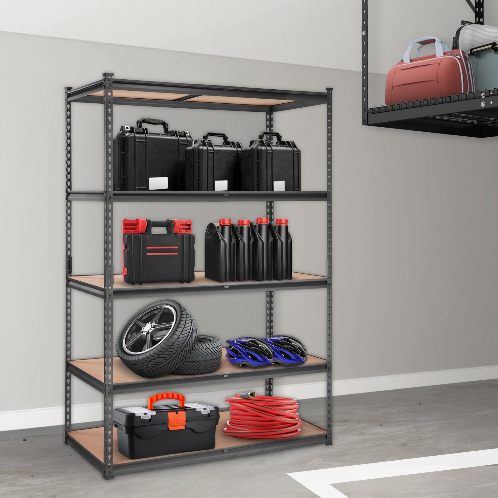 VEVOR Storage Shelving Unit, 5-Tier Adjustable, 2000 Lbs Capacity, Heavy Duty Garage Shelves Metal Organizer Utility Rack, Black, For Kitchen Pantry Basement Bathroom Laundry - Image 2