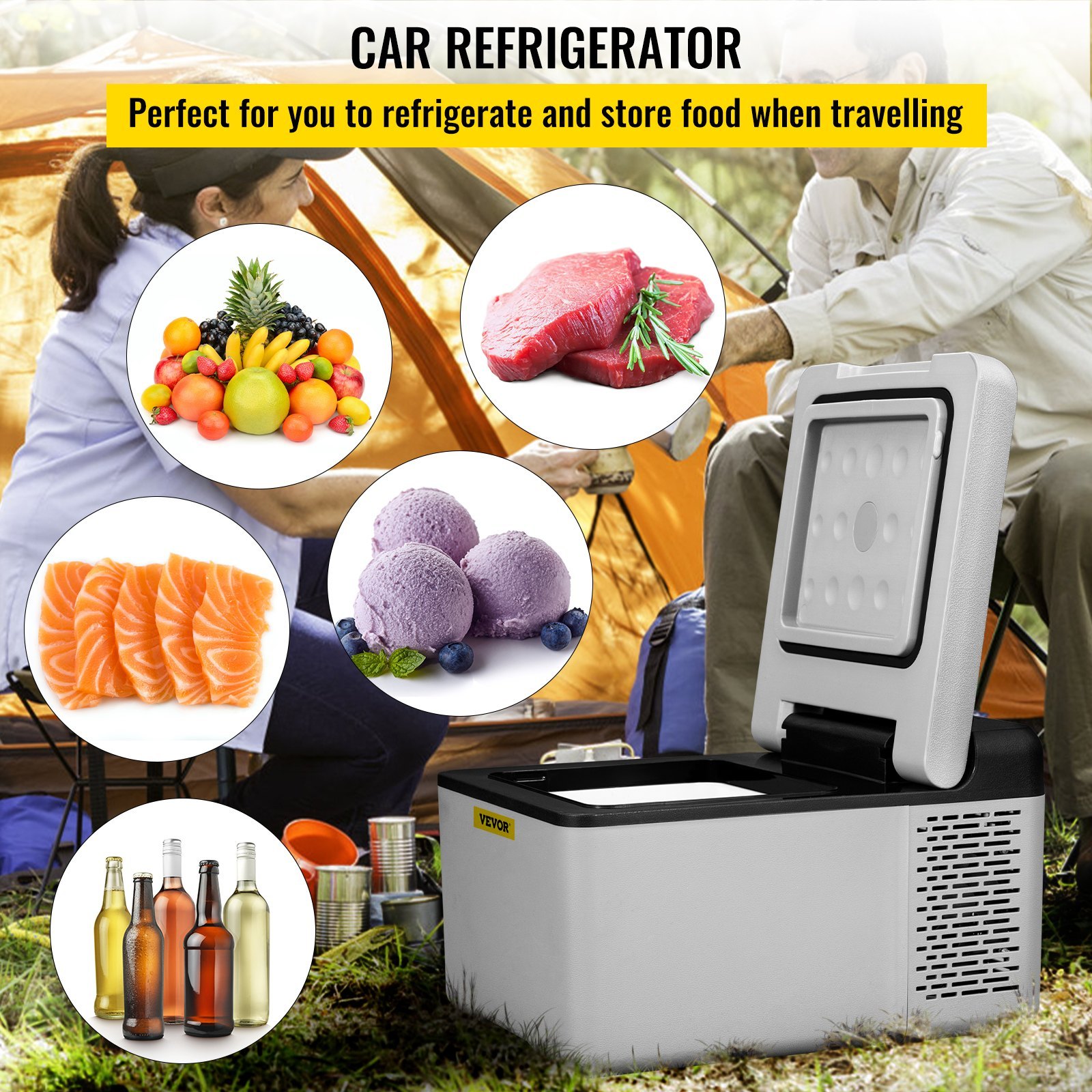 12 Volt Refrigerator 10 Qt, Portable Mini Freezer (-4℉~68℉) W/APP Control Car Compressor Fridge Cooler 12V/24V DC And 110-220V AC For Camping, Road Trip, Travel, Outdoor And Home - Image 3