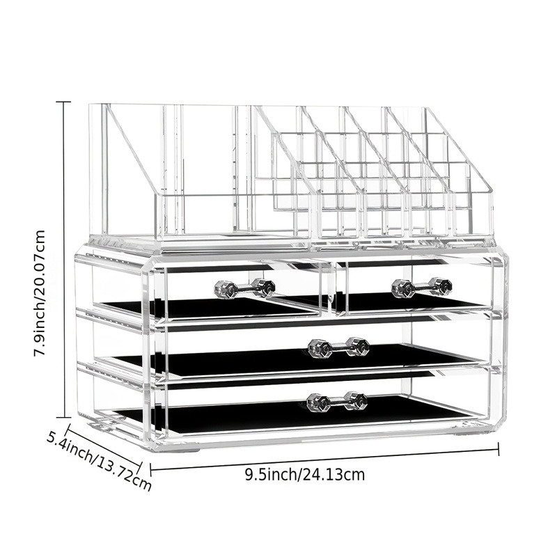 Clear Acrylic Clear Dustproof Makeup Storage, Organizer Drawers Large Skin Care Cosmetic Display Cases For Bathroom Stackable Storage Box With 4 Drawers For Vanity - Image 4