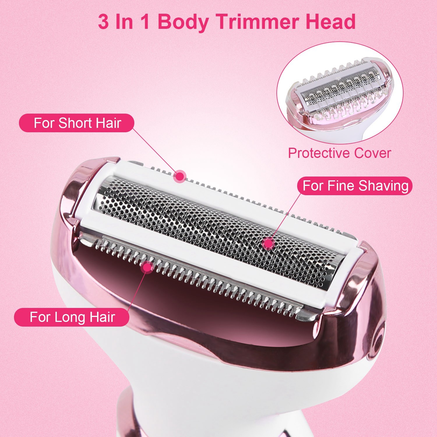 1Pc 4 In 1 Electric Razor For Women Summer Bikini Shaver Painless Grooming Kit Rechargeable Eyebrow Nose Hair Pubic Hair Bikini Trimmer Face Shaver - Image 10